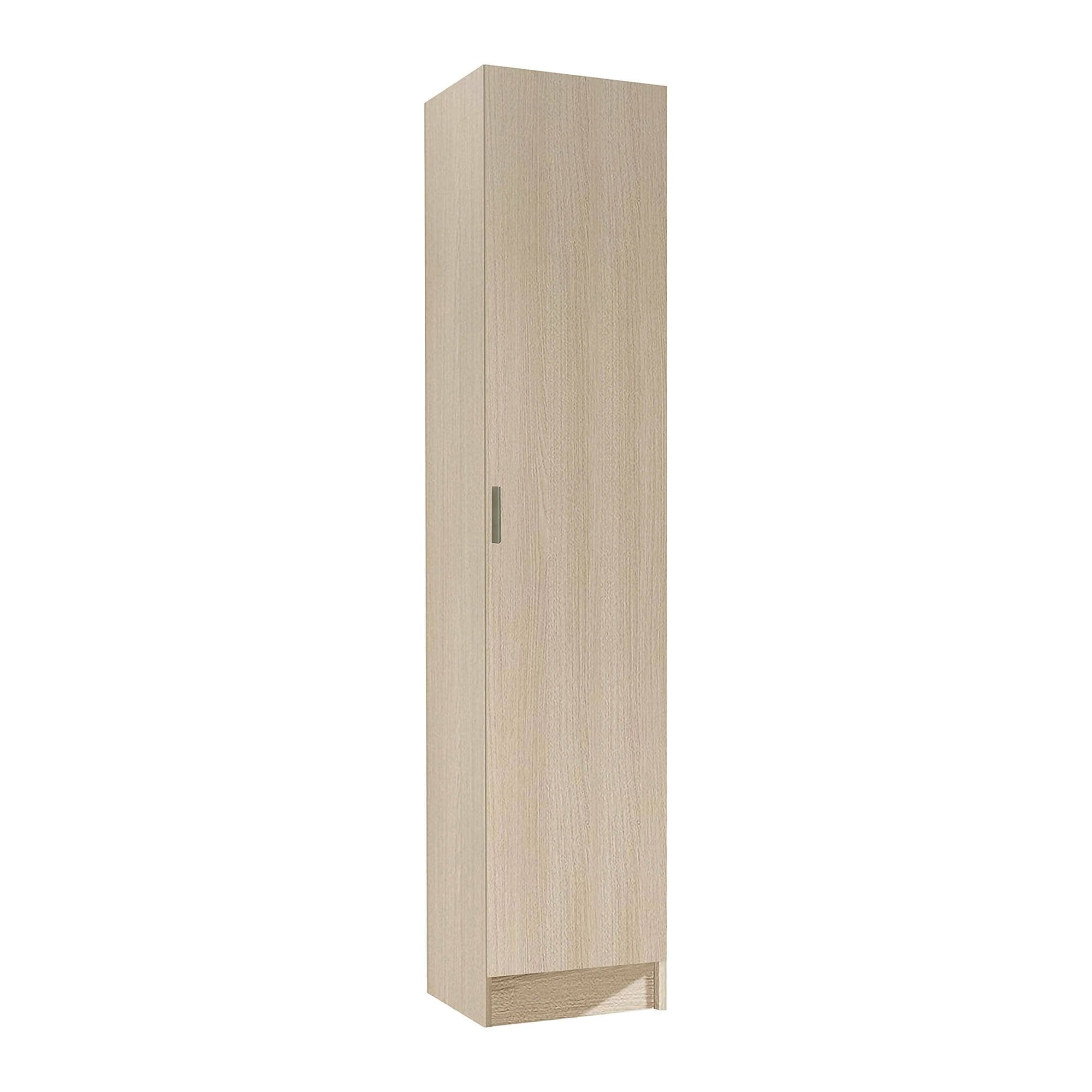 Armadio multiuso Alexander, Mobile ausiliario a 1 anta, Guardaroba portascarpe con ripiani, Scarpiera verticale, cm 37x37h180, Rovere