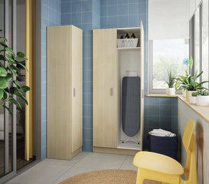 Armadio multiuso Abadubidu, Mobile portascope a 2 ante, Scarpiera con ripiani, Guardaroba portascope, cm73x37h180, Rovere