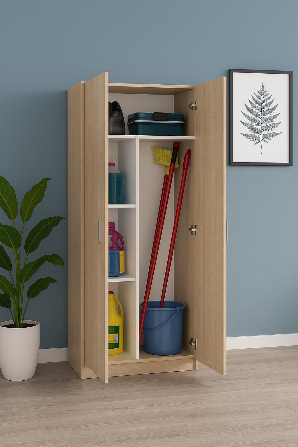 Armadio multiuso Abadubidu, Mobile portascope a 2 ante, Scarpiera con ripiani, Guardaroba portascope, cm73x37h180, Rovere