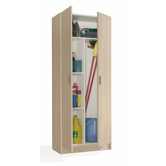 Armadio multiuso Abadubidu, Mobile portascope a 2 ante, Scarpiera con ripiani, Guardaroba portascope, cm73x37h180, Rovere