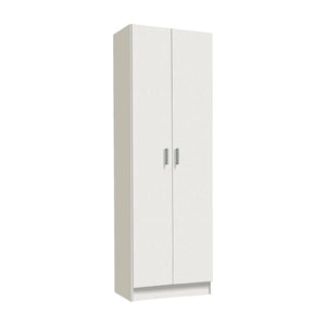 Armadio multiuso Altiplano, Mobile ausiliario a 2 ante, Guardaroba portascarpe moderno, Scarpiera verticale, cm 59x37h180, Bianco