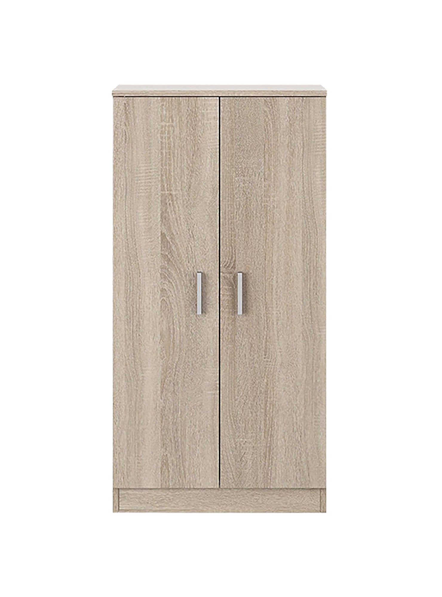 Armadio multiuso Akimera, Mobile ausiliario a 2 ante, Mobile basso portascarpe con 6 ripiani, Scarpiera moderna, cm 55x36h108, Rovere