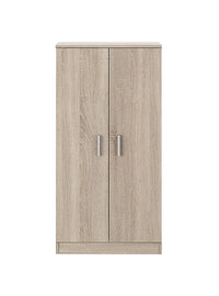 Armadio multiuso Akimera, Mobile ausiliario a 2 ante, Mobile basso portascarpe con 6 ripiani, Scarpiera moderna, cm 55x36h108, Rovere