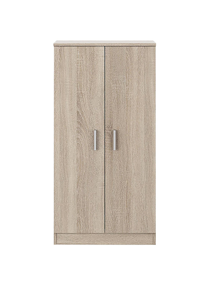 Armadio multiuso Akimera, Mobile ausiliario a 2 ante, Mobile basso portascarpe con 6 ripiani, Scarpiera moderna, cm 55x36h108, Rovere