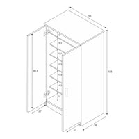 Armadio multiuso Akimera, Mobile ausiliario a 2 ante, Mobile basso portascarpe con 6 ripiani, Scarpiera moderna, cm 55x36h108, Rovere