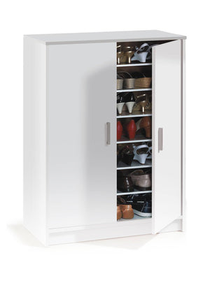 Armadio multiuso Arful, Armadio portascarpe a 2 ante, Mobile basso con 6 ripiani, Scarpiera bassa moderna, cm 75x36h101, Bianco