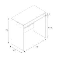 Scrivania Acu, Scrittoio lineare con ripiano fisso, Tavolo da studio o ufficio porta PC, cm 79x43h87, Bianco effetto legno