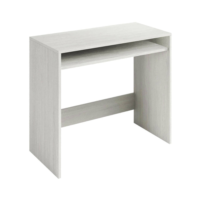 Scrivania Acu, Scrittoio lineare con ripiano fisso, Tavolo da studio o ufficio porta PC, cm 79x43h87, Bianco effetto legno