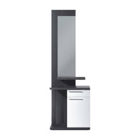 Mobile da ingresso Axell, Entratina con specchio, Mobile con anta e cassetto per entrata, cm 61x29h186, Bianco e Grigio cenere