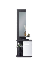 Mobile da ingresso Axell, Entratina con specchio, Mobile con anta e cassetto per entrata, cm 61x29h186, Bianco e Grigio cenere