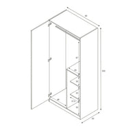Guardaroba Aronia, Armadio per cameretta, Mobile a 3 ante e 3 ripiani con barra appendiabiti, cm 90x52h200, Grigio e Rosa