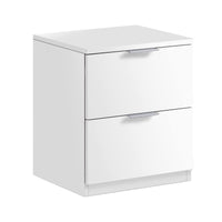 Comodino Artiglio, Comodino moderno a 2 cassetti, Tavolino da notte, ComÒ² basso per camera da letto, cm 38x34h45, Bianco