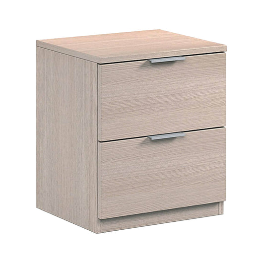 Comodino Artiglio, Comodino moderno a 2 cassetti, Tavolino da notte, ComÒ² basso per camera da letto, cm 38x34h45, Rovere