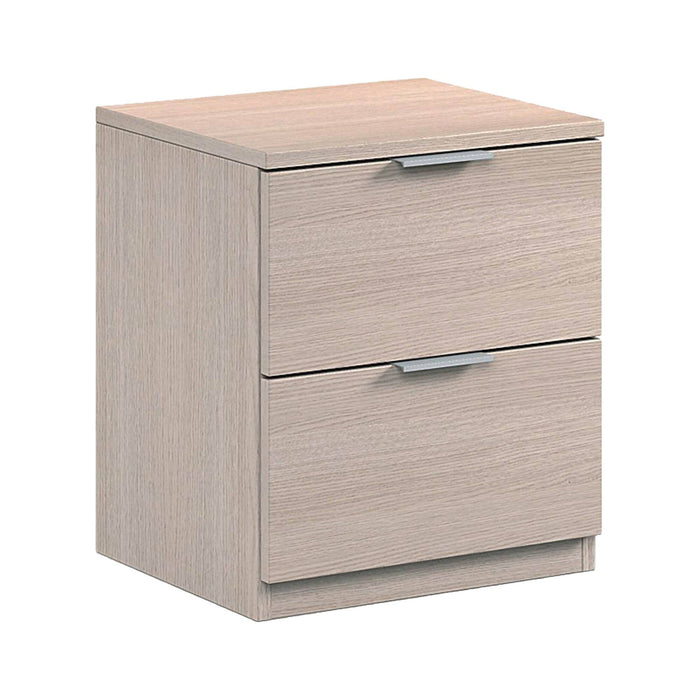 Comodino Artiglio, Comodino moderno a 2 cassetti, Tavolino da notte, ComÒ² basso per camera da letto, cm 38x34h45, Rovere