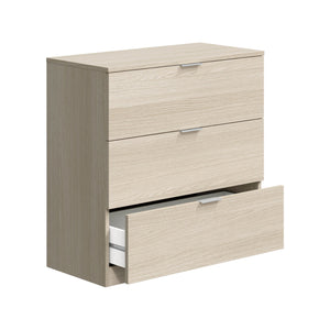 Cassettiera Rea, Settimanale moderna a 3 cassetti, Mobile ComÒ² basso per camera da letto, Mobile Settimanale, cm 77x38h80, Rovere