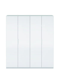 Guardaroba Aram, Armadio per camera da letto a 4 ante battenti, Mobile con 2 ripiani e barra appendiabiti, cm 180x52h200, Bianco