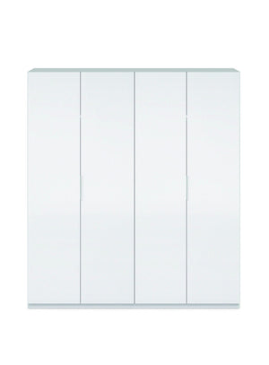 Guardaroba Aram, Armadio per camera da letto a 4 ante battenti, Mobile con 2 ripiani e barra appendiabiti, cm 180x52h200, Bianco