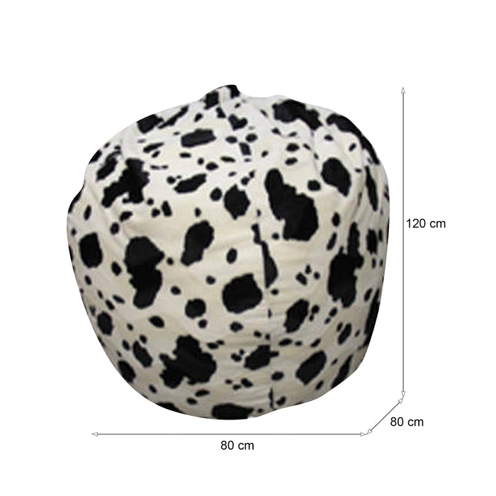 Pouf a sacco con Lorenza, colore bianco e nero, Misure 80 x 120 x 80 cm