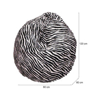 Pouf a sacco con fantasia Lorenza, colore bianco e nero, Misure 80 x 120 x 80 cm