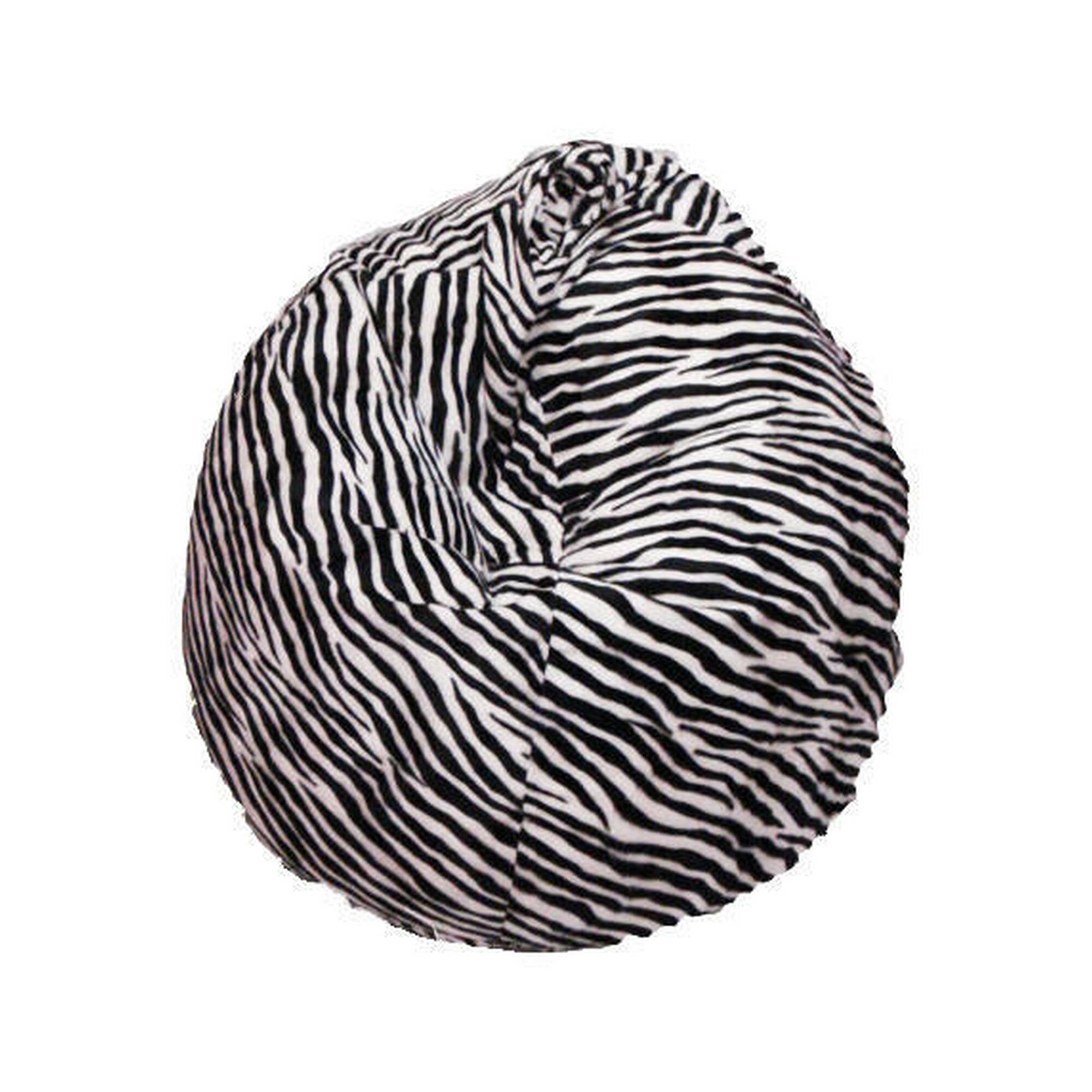 Pouf a sacco con fantasia Lorenza, colore bianco e nero, Misure 80 x 120 x 80 cm