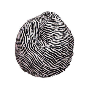 Pouf a sacco con fantasia Lorenza, colore bianco e nero, Misure 80 x 120 x 80 cm