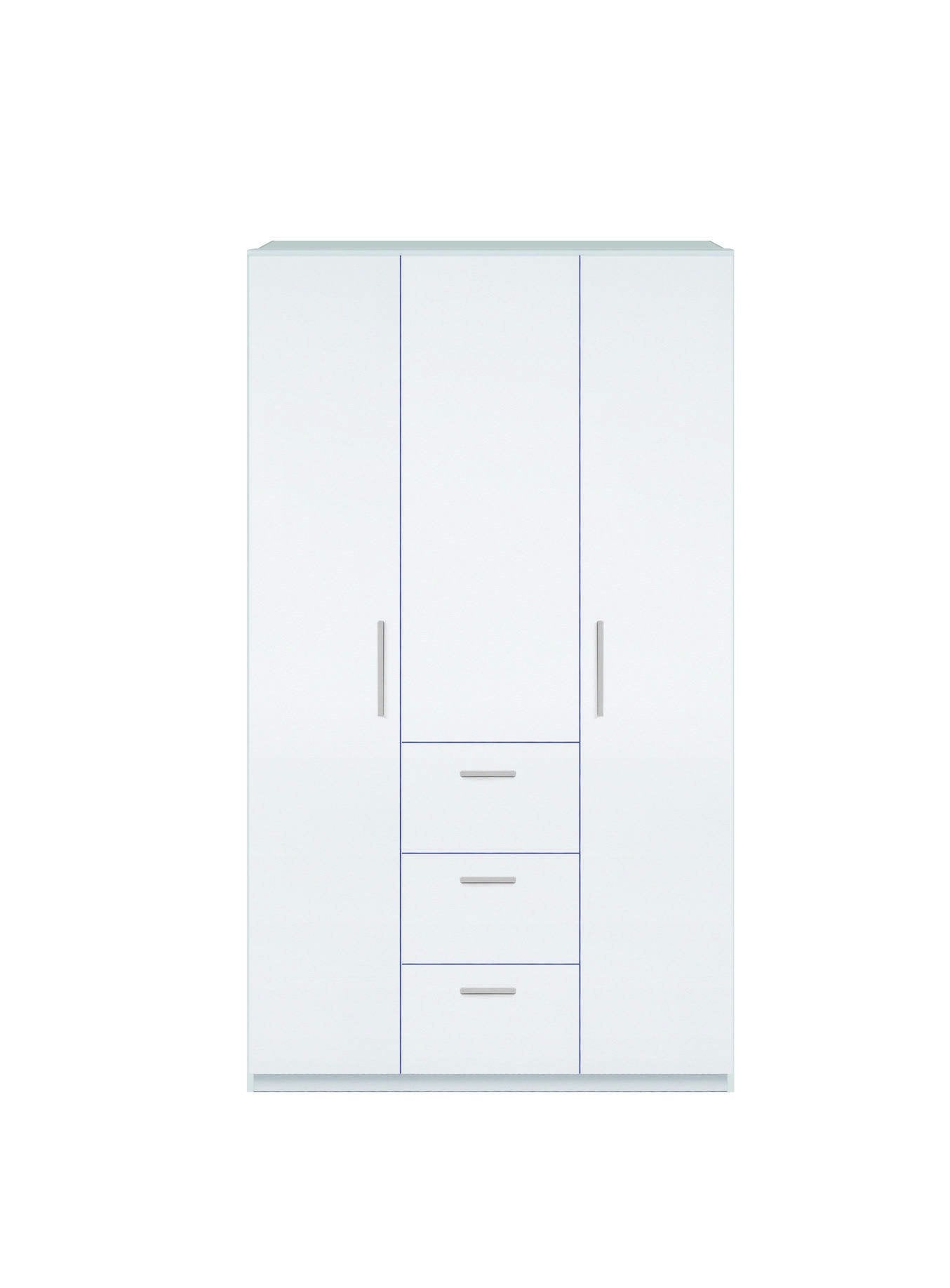 Guardaroba Anama, Armadio per camera da letto a 3 ante battenti, Mobile con barra appendiabiti e 3 ripiani, cm 117x52h203, Bianco