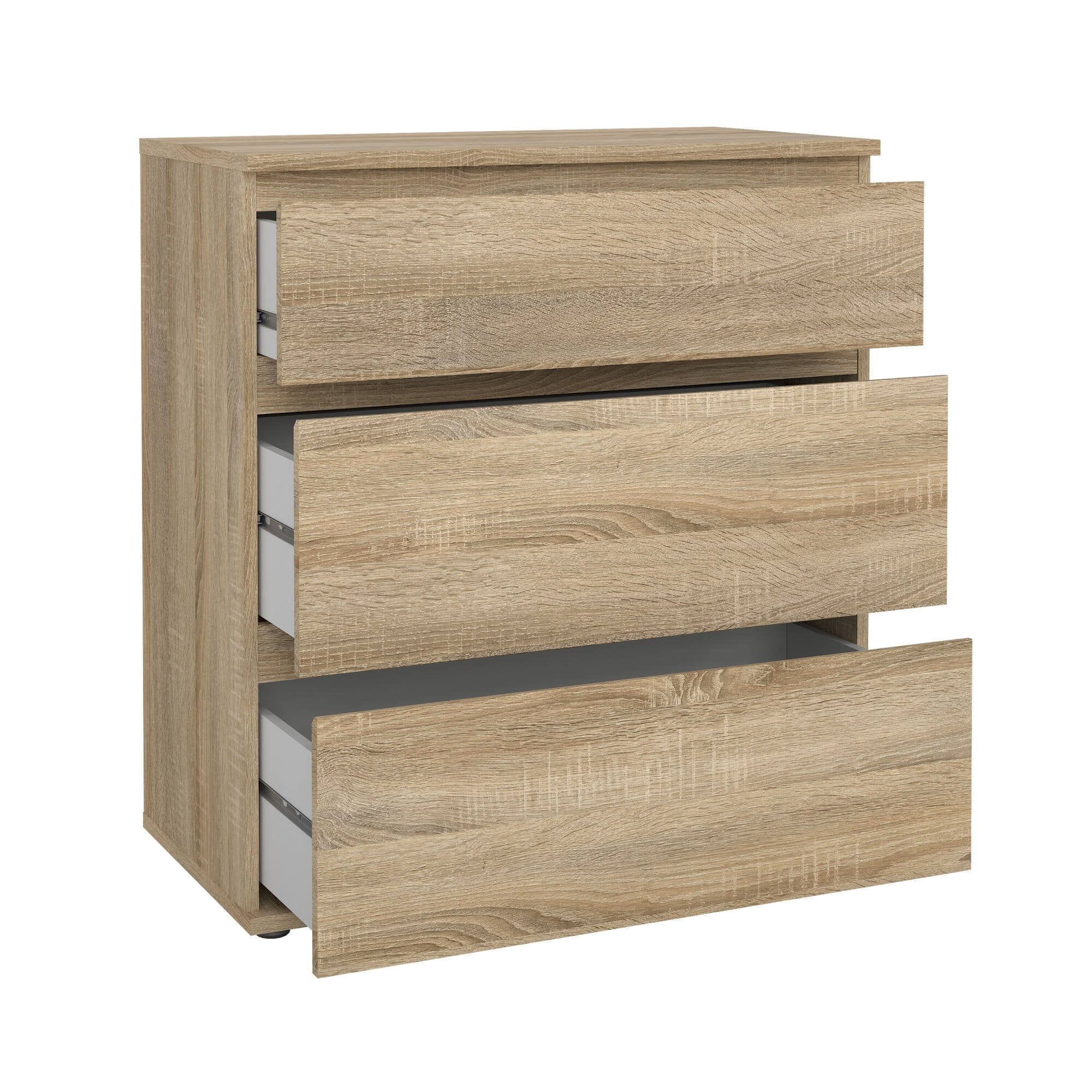 Cassettiera a tre Aski, colore quercia, cm 76 x 83 x 40