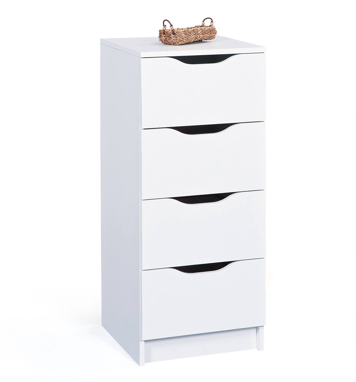 Dra, Cassettiera 4 Cassetti, 40.00x40.00x92.00h cm Bianco