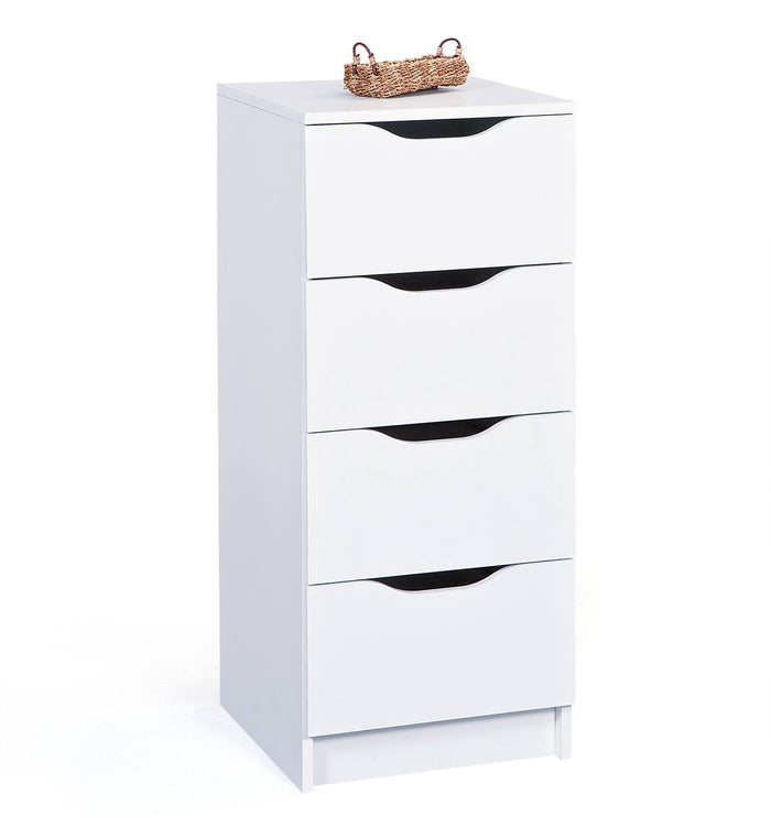 Dra, Cassettiera 4 Cassetti, 40.00x40.00x92.00h cm Bianco