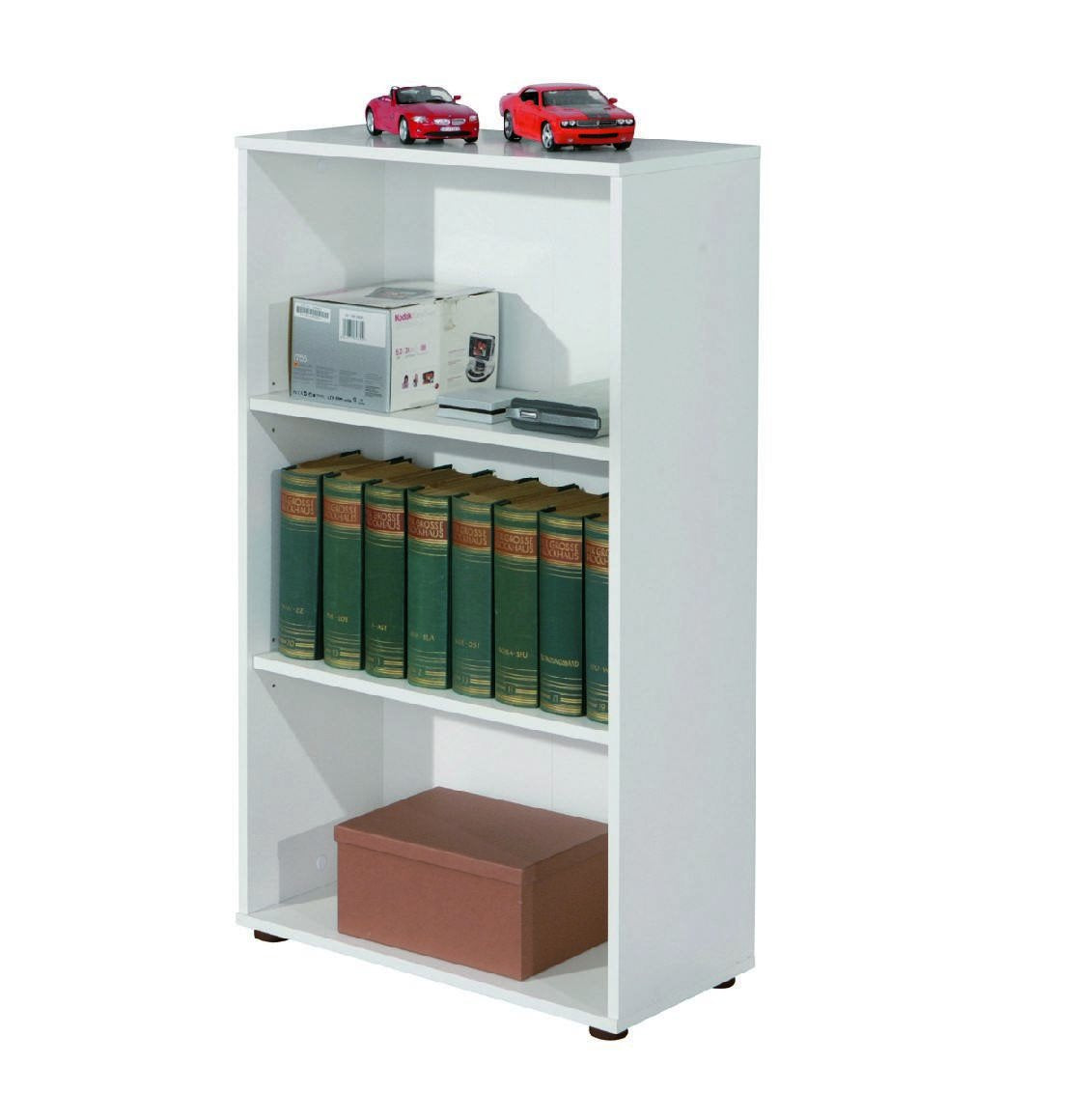 Libreria con tre Djorda, colore bianco, cm 60 x 110 x 30