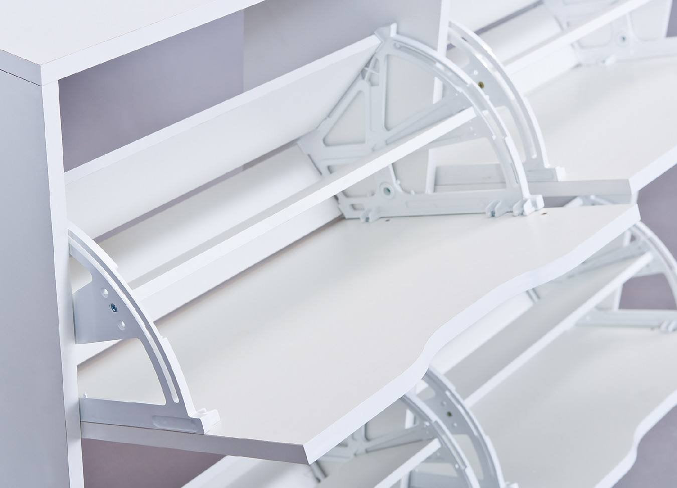 Scarpiera con quattro ante a Drond, colore bianco 90 x 25 x 100