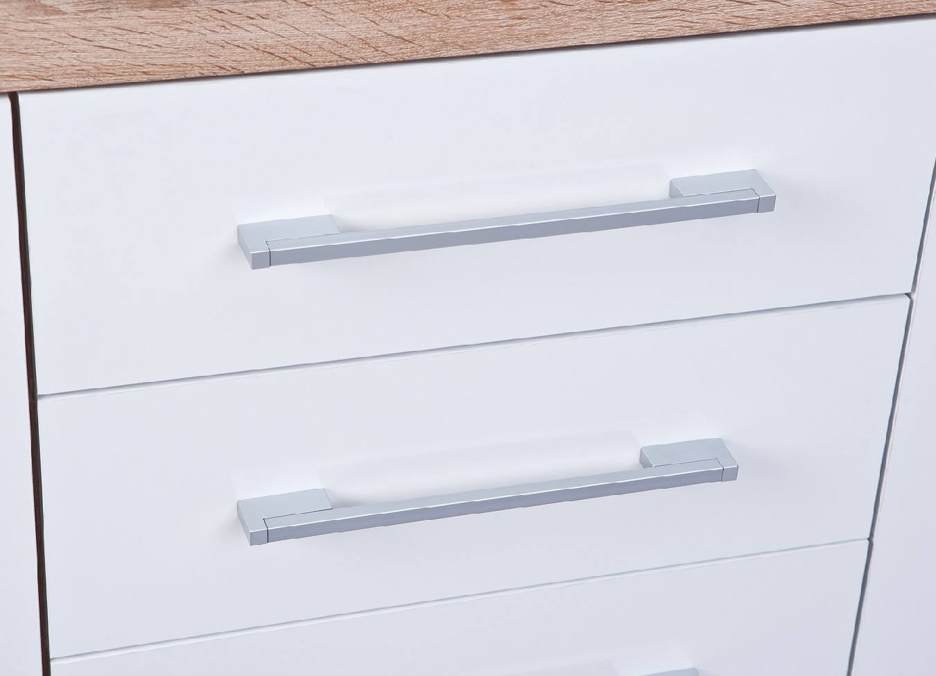 Credenza Dlis, Buffet da soggiorno, Madia da salotto, Dispensa da cucina, 155x40 h87 cm, Bianco