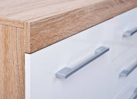 Credenza Dlis, Buffet da soggiorno, Madia da salotto, Dispensa da cucina, 155x40 h87 cm, Bianco