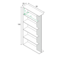Libreria Eolo, Mobile portalibri bifacciale a 5 ripiani, Scaffale divisorio da ufficio o cameretta, cm 90x25h180, Bianco e Cemento