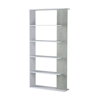 Libreria Eolo, Mobile portalibri bifacciale a 5 ripiani, Scaffale divisorio da ufficio o cameretta, cm 90x25h180, Bianco e Cemento