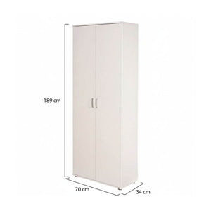 Armadio 2 ante con Dmcilro, color bianco, 70x34x189h