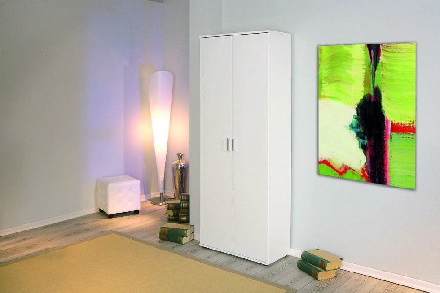 Armadio 2 ante con Dmcilro, color bianco, 70x34x189h