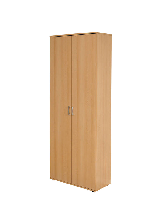 Armadio a due ante con ripiani in laminato, color faggio, Misure 70 x 189 x 34 cm