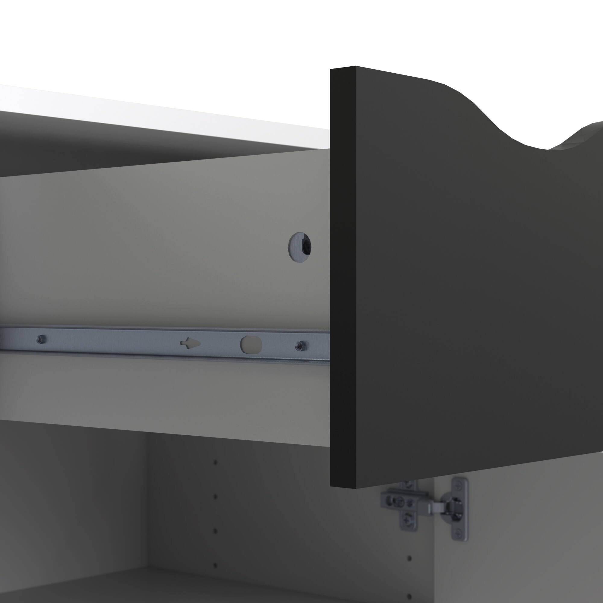 Credenza a due ante e un Audit, colore bianco e nero, Misure 98 x 81 x 39 cm