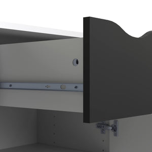 Credenza a due ante e un Audit, colore bianco e nero, Misure 98 x 81 x 39 cm