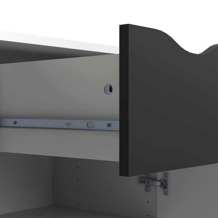 Credenza a due ante e un Audit, colore bianco e nero, Misure 98 x 81 x 39 cm