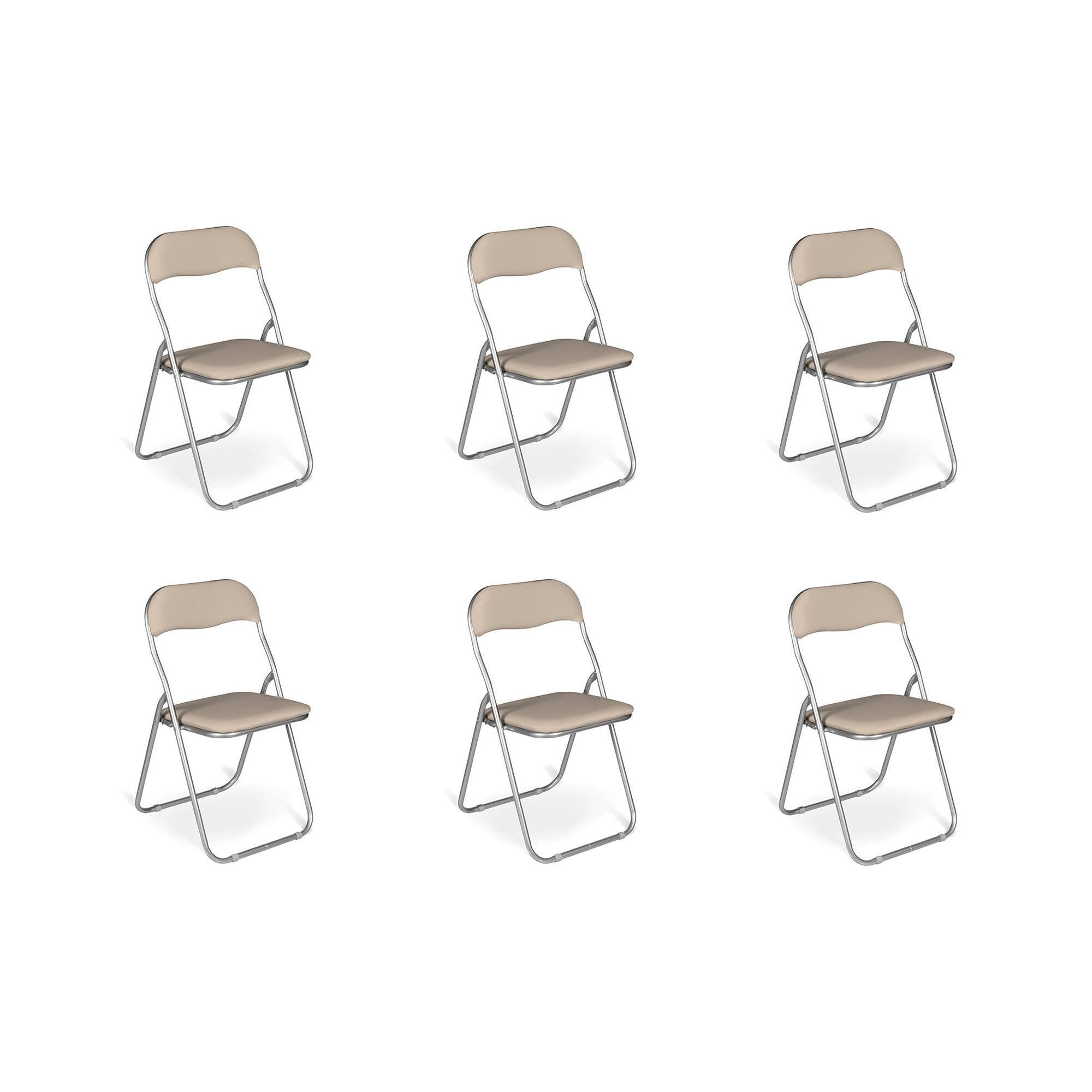 Set di sei sedie Antenore, colore sabbia, Misure 43 x 47 x 78 cm