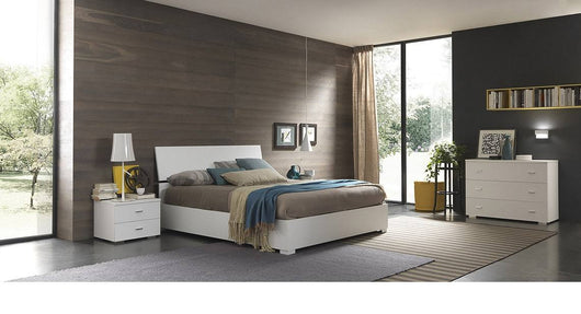 Letto matrimoniale 0, Letto contenitore matrimoniale moderno, con rete a doghe incluse, , adatto per materasso 160x190 Cm, Bianco Frassinato