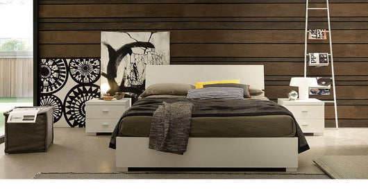 Letto matrimoniale 0, Letto contenitore matrimoniale moderno, con rete a doghe incluse, , adatto per materasso 160x190 Cm, Bianco Frassinato