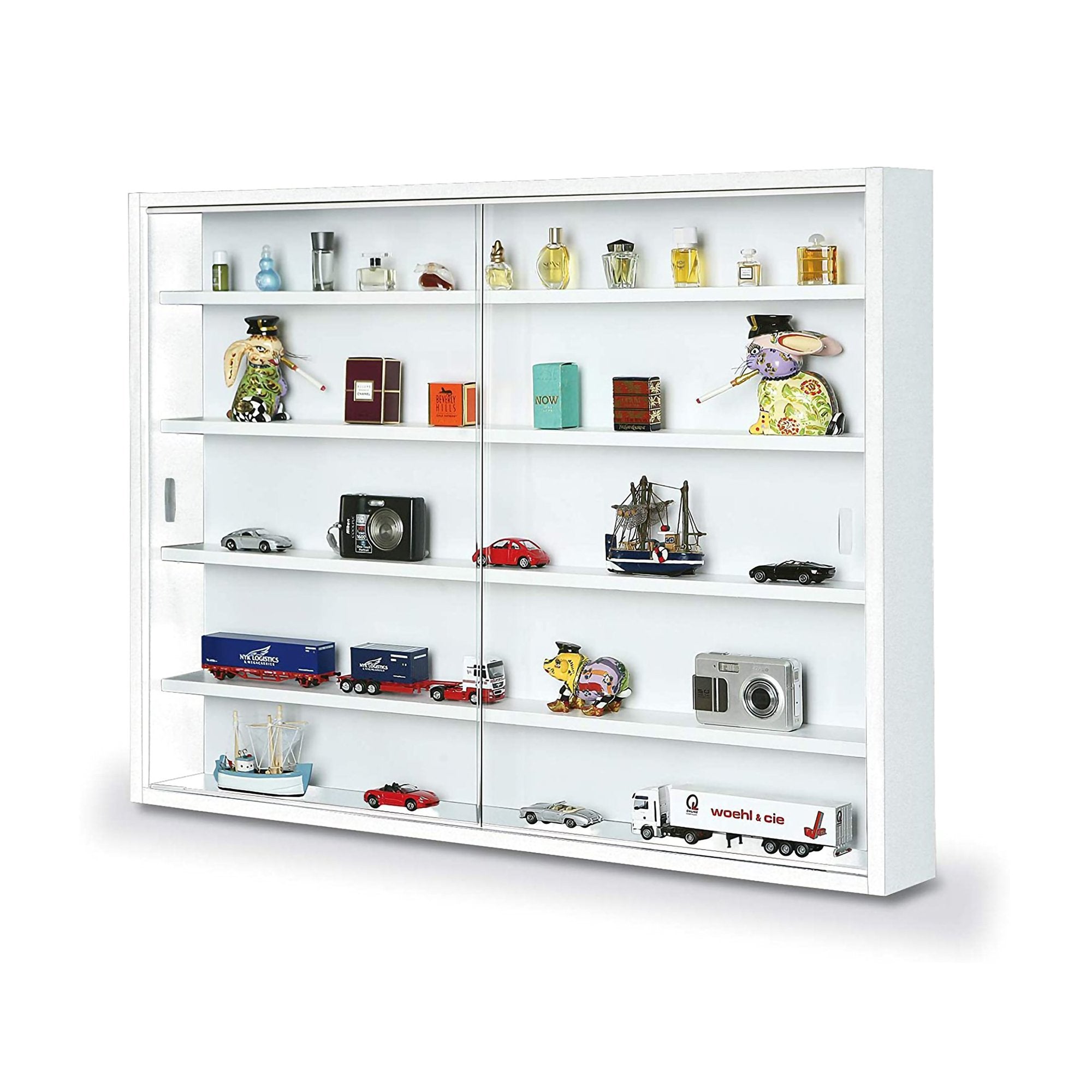 Vetrina con ripiani Dzio, colore bianco, Misure 60 x 10 x 80 cm