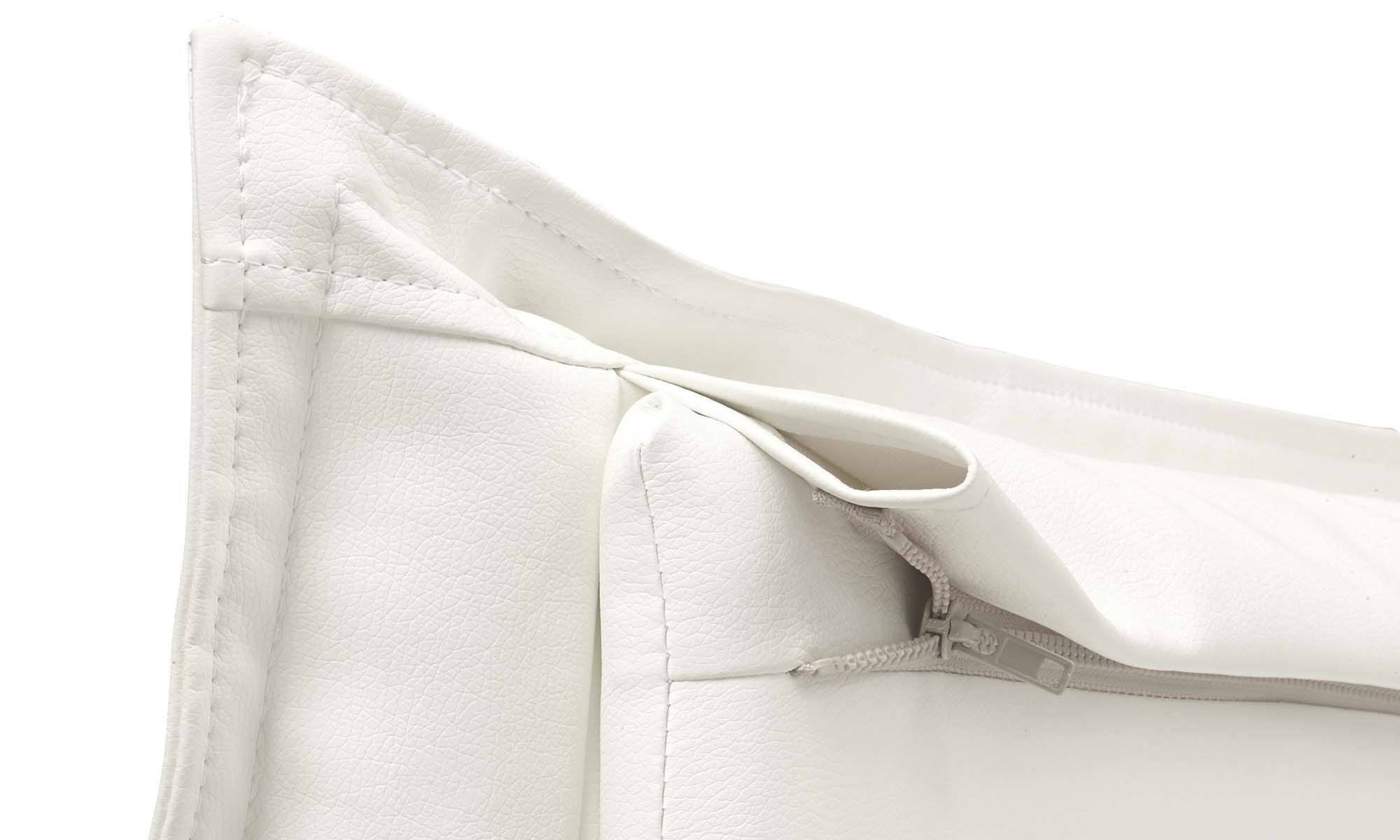 Letto singolo Alistair, Letto contenitore con rivestimento in ecopelle, Made in Italy, Apertura frontale, adatto per materasso cm 80x190, Bianco
