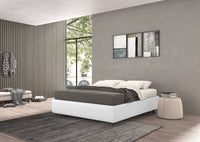 Talamo Italia Letto contenitore matrimoniale Vivaldi, Made in Italy, Struttura in ecopelle imbottita, Adatto a materasso 160x190 cm, Bianco