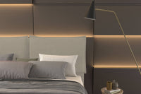 Talamo Italia Letto contenitore matrimoniale Bach, Made in Italy, Struttura in ecopelle imbottita, Adatto a materasso 160x190 cm, Panna