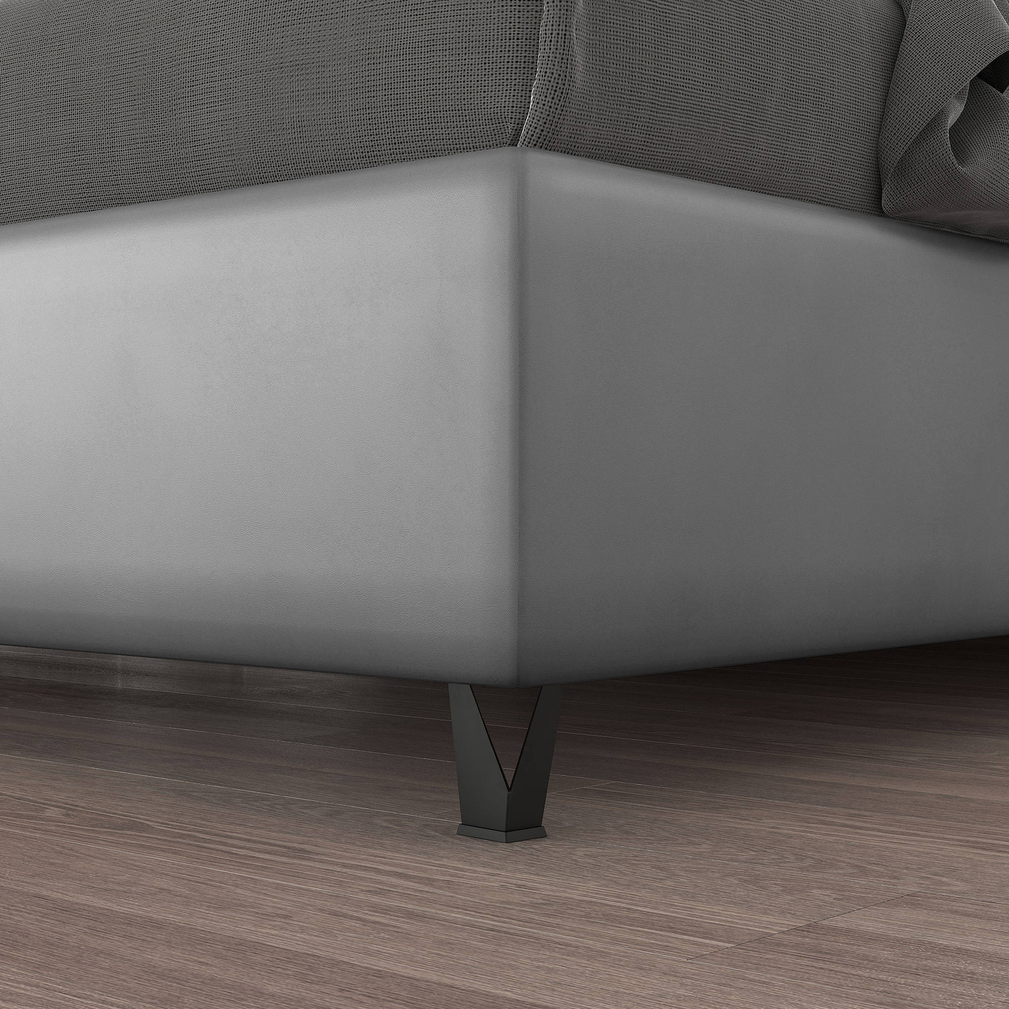 Talamo Italia Letto contenitore matrimoniale Mozart, Made in Italy, Struttura in ecopelle imbottita, Adatto a materasso 160x190 cm, Grigio