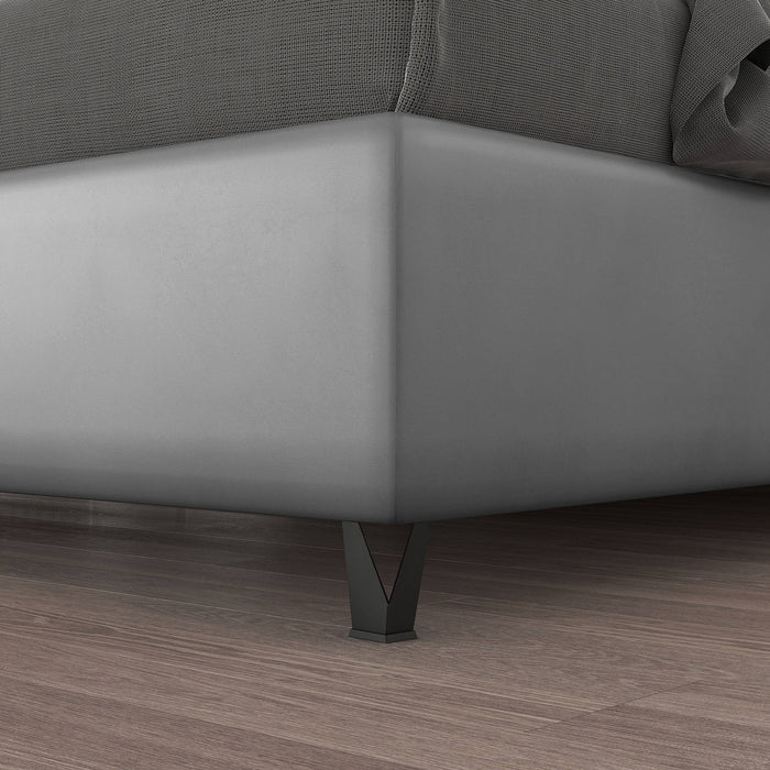 Talamo Italia Letto contenitore matrimoniale Mozart, Made in Italy, Struttura in ecopelle imbottita, Adatto a materasso 160x190 cm, Grigio